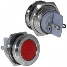 Индикатор антивандальный RUICHI GQ22PF-R, цвет красный, точечный излучатель, 12-24 В, 15 мА, гибкие выводы, никелированная латунь