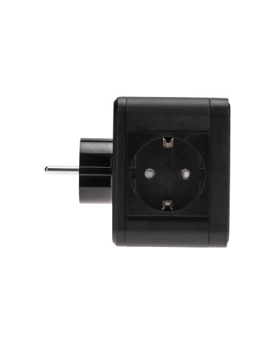 Двойник электрический Куб 16А с заземлением + 2хUSB-A 2,4А + USB Type-C 3А с ночной подсветкой, черный REXANT