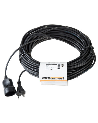 Удлинитель-шнур PROconnect ПВС 2х0.75, 30 м, б/з, 6 А, 1300 Вт, IP20, черный (Сделано в России)