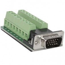 Сигнальный модуль на плате с разъемом DB9M (вилка) RUICHI 1036-1 для RS-232 интерфейса, на винтовой клеммный блок, черный/зеленый