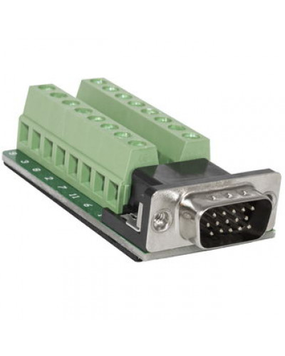 Сигнальный модуль на плате с разъемом DB9M (вилка) RUICHI 1036-1 для RS-232 интерфейса, на винтовой клеммный блок, черный/зеленый