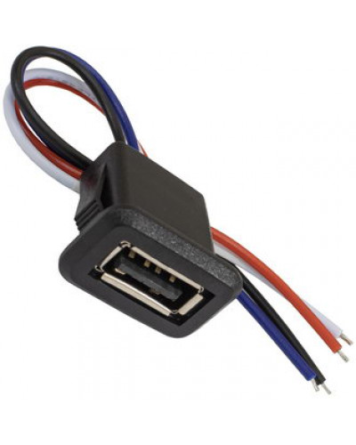 Разъём USB-4Pin RUICHI, длина кабеля 105 мм, 4 контакта под пайку, 1.5 А, 30 В, корпус пластиковый черный