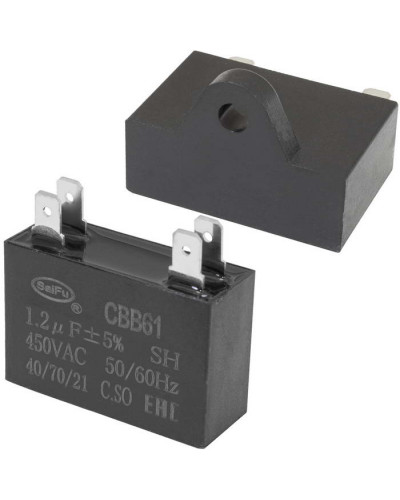 CBB61 1.2 uF 450V 4 PIN, SAIFU, пусковой конденсатор, 1.2 мкФ, ±5 %, 450 В, 4 клеммы