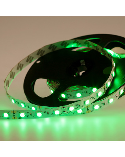 Лента светодиодная 12В, SMD5050, 60 LED/м, зеленый, 10мм, 5м, IP20 LAMPER