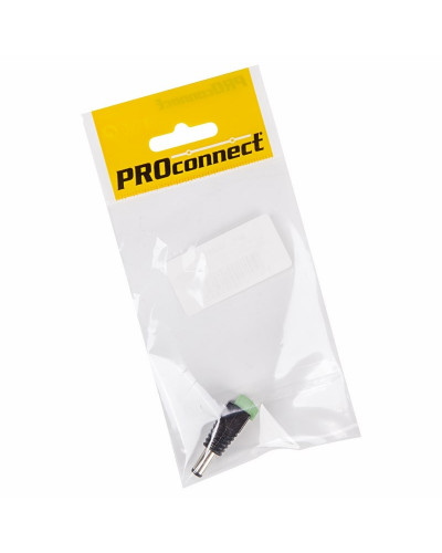 Разъем питание на кабель, штекер 2,1х5,5x10мм с клеммной колодкой, (1шт) (пакет) PROconnect