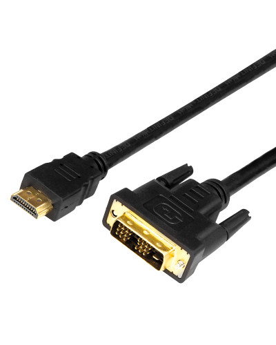 Шнур HDMI - DVI-D, 2м, Gold, с фильтрами REXANT