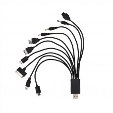 USB-кабель 10 в 1: 5P/5P/DC2.0/micro USB/DC4.5/DC3.5/Samsung G600/iPhone4/micro USB