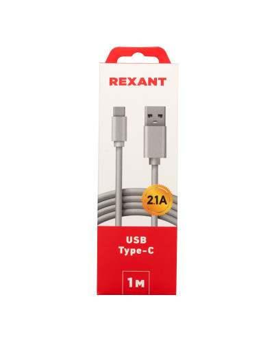 Кабель USB-Type-C/2,1A/PVC/white/1m/REXANT