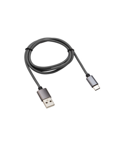 Кабель USB-Type-C, 3A, нейлон, темно-серый, 1м REXANT