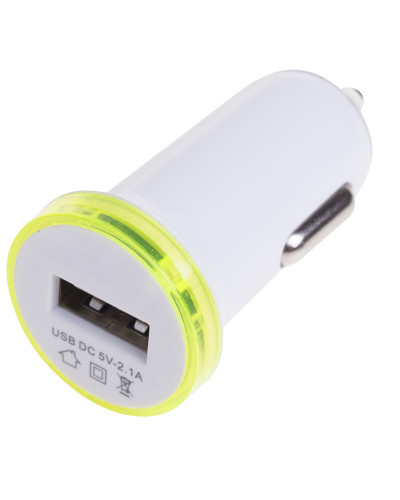 Автозарядка в прикуриватель USB (АЗУ) (5 V, 2100 mA) белая REXANT