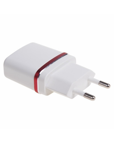 Сетевое зарядное устройство USB (СЗУ) (5 V, 1000 mA) белое с красной полоской REXANT