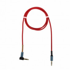 Аудио кабель 3,5 мм штекер-штекер угловой, металлические разъемы, 1М красный