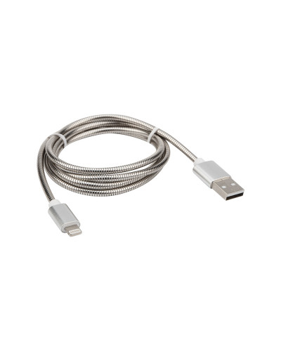 Кабель USB-A-Lighnting для Apple metall/steel color/1m/REXANT