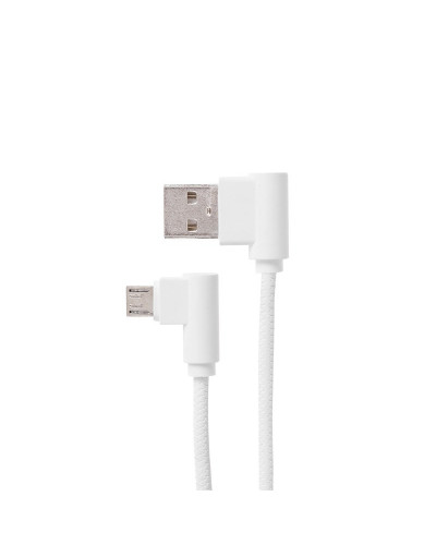 USB кабель microUSB, шнур «soft touch» 1 м, белый (угловые разьемы)