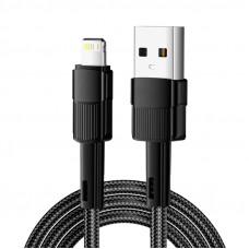 Кабель USB-A – Lightning для Apple, 2,4А, 1м, в черной нейлоновой оплетке REXANT