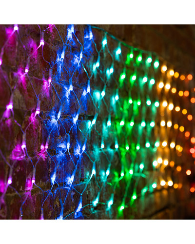 Гирлянда Сеть 3х0,5м, прозрачный ПВХ, 140 LED Мультиколор (10 цветов)