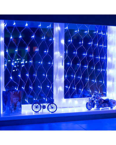 Гирлянда Сеть 1,5х1,5м, прозрачный ПВХ, 150 LED Синие