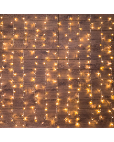Гирлянда светодиодная Дождь 1.5x1.5 м, прозрачный ПВХ, 144 LED с контроллером, теплое белое свечение NEON-NIGHT