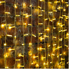 Гирлянда Светодиодный Дождь 2х1,5м, постоянное свечение, прозрачный провод, 230 В, цвет: Золото