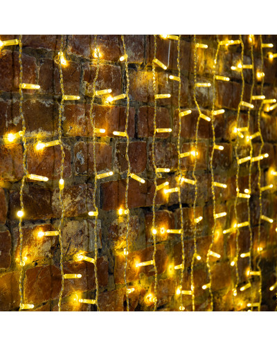 Гирлянда Светодиодный Дождь 2х1,5м, постоянное свечение, прозрачный провод, 230 В, цвет: Золото