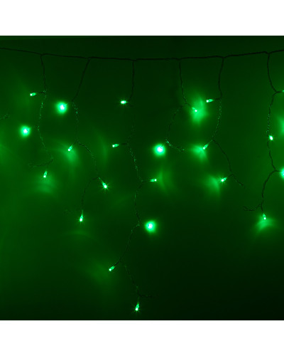 Гирлянда светодиодная Бахрома (Айсикл), 2,4х0,6м, 88 LED ЗЕЛЕНЫЙ, прозрачный ПВХ, IP65, постоянное свечение, 230В NEON-NIGHT