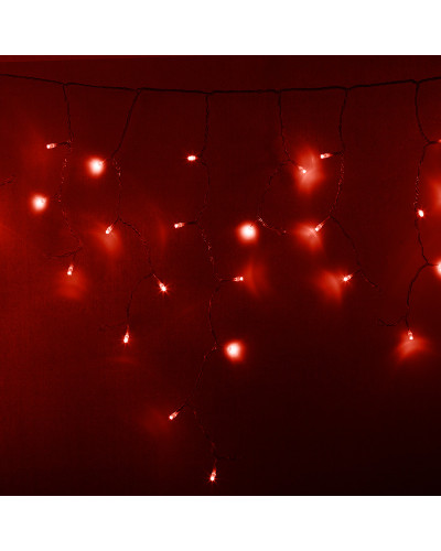 Гирлянда светодиодная Бахрома (Айсикл), 4,8х0,6м, 176 LED КРАСНЫЙ, прозрачный ПВХ, IP65, постоянное свечение, 230В NEON-NIGHT