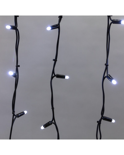 Гирлянда светодиодная Бахрома (Айсикл), 5,6x0,9м, 240 LED БЕЛЫЙ, черный КАУЧУК 3,3мм, IP67, постоянное свечение, 24В NEON-NIGHT