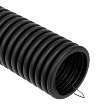 Труба гофрированная из ПНД, с зондом, черная, Ø40мм (бухта 15 м/уп) REXANT
