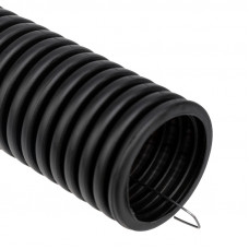 Труба гофрированная из ПНД, с зондом, черная, Ø50мм (бухта 15 м/уп) REXANT