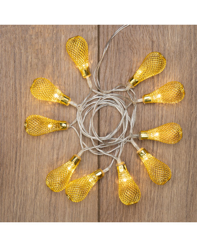 Гирлянда светодиодная Восточные фонарики 10 LED ЖЕЛТЫЕ 1,5 метра, прозрачный ПВХ, питание 2xАА