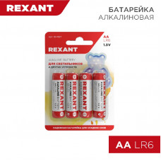 Батарейка алкалиновая AA/LR6, 1,5В, 4 шт, блистер REXANT