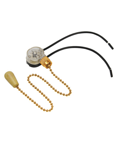 Выключатель для настенного светильника c проводом и деревянным наконечником «Gold», индивидуальная упаковка, 1 шт. REXANT