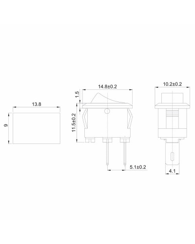 Выключатель клавишный 250V 3А (2с) ON-OFF черный  Micro  (RWB-101)  REXANT