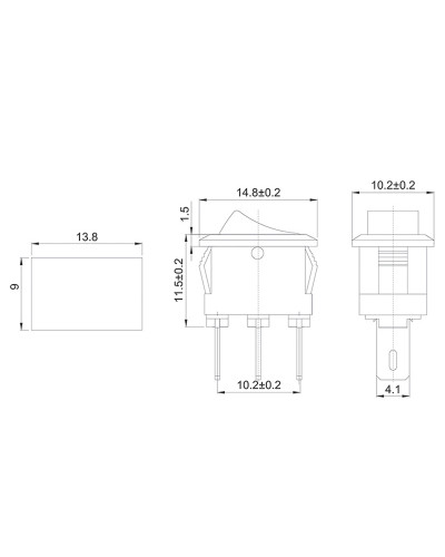 Переключатель клавишный 250V 3А (3с) ON-ON черный Micro (RWB-102) REXANT