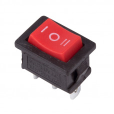 Переключатель клавишный 250V 6А (3с) ON-OFF-ON красный с нейтралью Mini (RWB-205, SC-768) REXANT