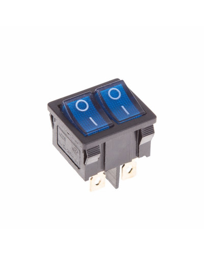 Выключатель клавишный 250V 6А (6с) ON-OFF синий с подсветкой ДВОЙНОЙ Mini (RWB-305) REXANT