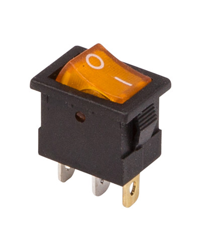 Выключатель клавишный 12V 15А (3с) ON-OFF желтый  с подсветкой  Mini  (RWB-206-1, SC-768)  REXANT