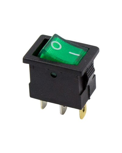 Выключатель клавишный 12V 15А (3с) ON-OFF зеленый  с подсветкой  Mini  (RWB-206-1, SC-768)  REXANT