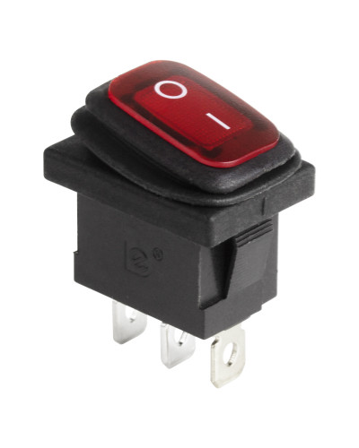Выключатель клавишный 250V 6А (3с) ON-OFF красный с подсветкой Mini ВЛАГОЗАЩИТА (KCD1-201-4W) REXANT