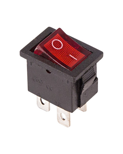 Выключатель клавишный 250V 6А (4с) ON-OFF красный с подсветкой Mini (RWB-207, SC-768) REXANT