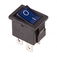 Выключатель клавишный 250V 6А (4с) ON-OFF синий с подсветкой Mini (RWB-207, SC-768) REXANT