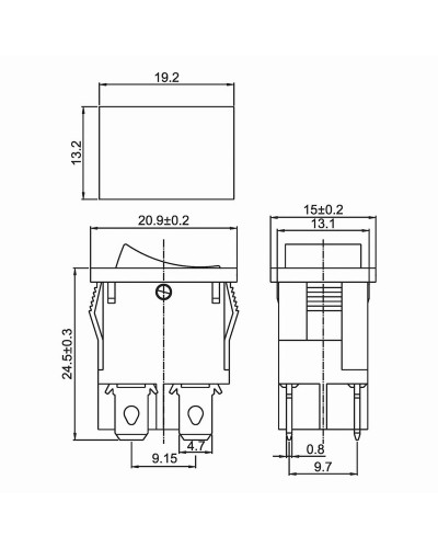 Выключатель клавишный 250V 6А (4с) ON-OFF зеленый с подсветкой Mini (RWB-207, SC-768) REXANT