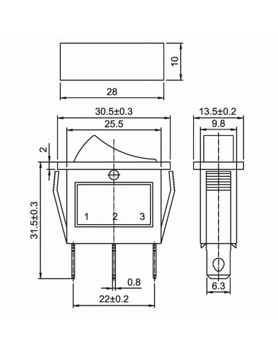 Выключатель клавишный 250V 15А (3с) ON-OFF красный с подсветкой (RWB-404, SC-791, IRS-101-1C) REXANT