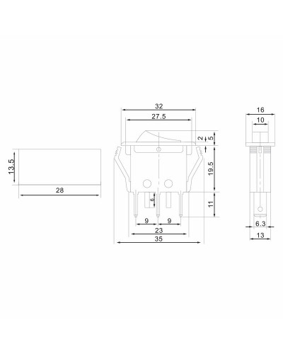 Выключатель клавишный 250V 15А (3с) ON-OFF красный с подсветкой (RWB-413, SC-788) REXANT