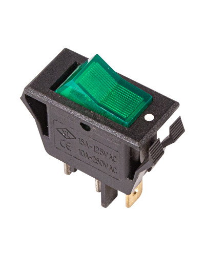 Выключатель клавишный 250V 15А (3с) ON-OFF зеленый с подсветкой (RWB-413, SC-788) REXANT