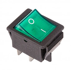 Выключатель клавишный 250V 16А (4с) ON-OFF зеленый с подсветкой (RWB-502, SC-767, IRS-201-1) REXANT