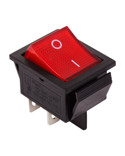 Выключатель клавишный 250V 20А (4с) ON-OFF красный  с подсветкой (RWB-502, SC-767, IRS-201-1)  REXANT