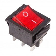Переключатель клавишный 250V 15А (6с) ON-ON красный с подсветкой (RWB-506, SC-767) REXANT