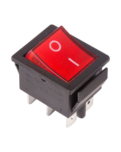 Переключатель клавишный 250V 15А (6с) ON-ON красный с подсветкой (RWB-506, SC-767) REXANT