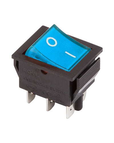 Переключатель клавишный 250V 15А (6с) ON-ON синий с подсветкой (RWB-506, SC-767) REXANT